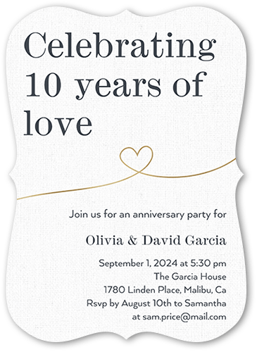 Years Of Love Wedding Anniversary Invitation, Gray, 5x7 Flat, Pearl Shimmer Cardstock, Bracket