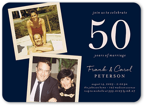 Magnificent Memories Wedding Anniversary Invitation, Blue, 5x7 Flat, 100% Recycled Cardstock , Rounded
