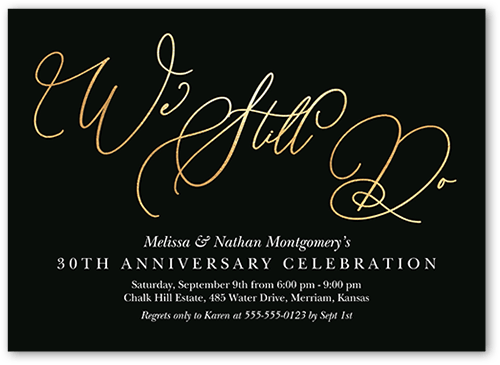 Endless Bliss Wedding Anniversary Invitation, Black, 5x7 Flat, Matte, Signature Smooth Cardstock, Square