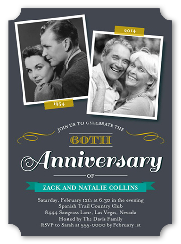 Sweet Times Wedding Anniversary Invitation, Grey, White, Matte, Signature Smooth Cardstock, Ticket