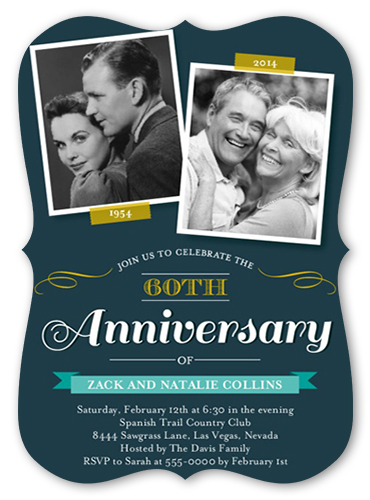 Sweet Times Wedding Anniversary Invitation, Blue, Matte, Signature Smooth Cardstock, Bracket