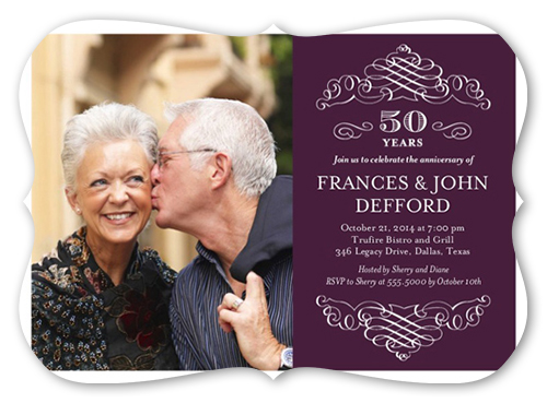 Memorable Years Wedding Anniversary Invitation, Purple, Pearl Shimmer Cardstock, Bracket