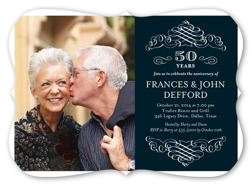 Memorable Years Wedding Anniversary Invitation, Black, Pearl Shimmer Cardstock, Bracket