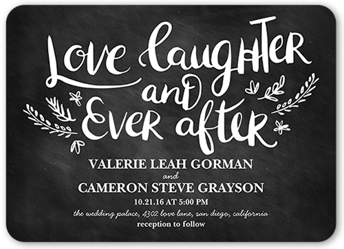Love And Laughter Forever Wedding Invitation, Black, White, Standard Smooth Cardstock, Rounded
