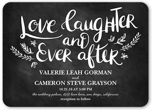 Love And Laughter Forever Wedding Invitation, Black, Matte, Signature Smooth Cardstock, Rounded