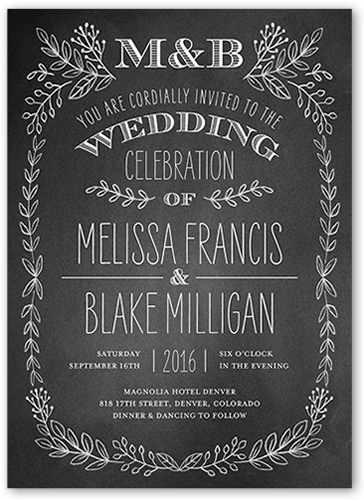 Captivated Chalk Wedding Invitation, Black, Matte, Signature Smooth Cardstock, Square