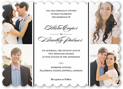 Captivating Elegance Wedding Invitation, White, Matte, Signature Smooth Cardstock, Scallop
