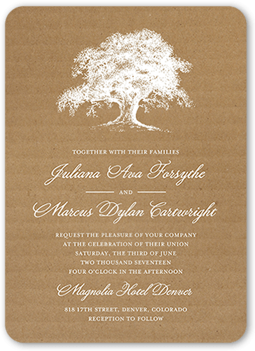 Rustic Statement Wedding Invitation, Brown, Standard Smooth Cardstock, Rounded