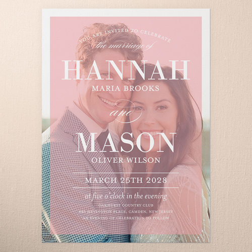 Divine Elegance Wedding Invitation, none, Pink, 5x7 Flat, Matte, Signature Smooth Cardstock, Square