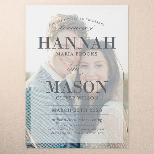 Divine Elegance Wedding Invitation, none, White, 5x7 Flat, Pearl Shimmer Cardstock, Square