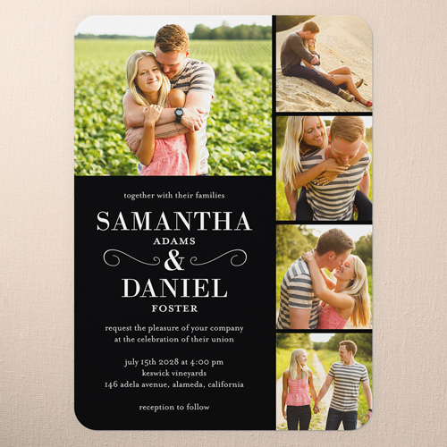 Never Ending Devotion Wedding Invitation, Black, 100% Recycled Cardstock , Rounded