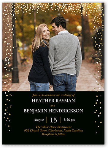 Sparkling Romance Wedding Invitation, Black, Luxe Double-Thick Cardstock, Square