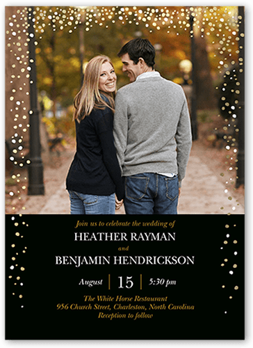 Sparkling Romance Wedding Invitation, Black, Matte, Signature Smooth Cardstock, Square