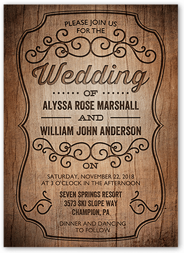 Rustic Romance Wedding Invitation, Brown, Pearl Shimmer Cardstock, Square