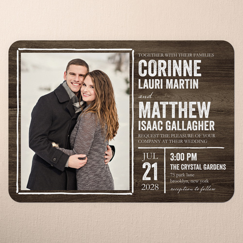 Rustic Enchantment Wedding Invitation, Brown, 100% Recycled Cardstock , Rounded