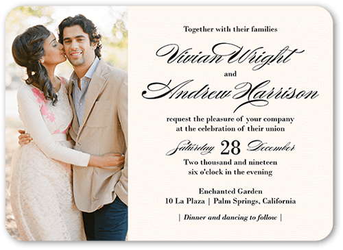 Grandeur Affair Wedding Invitation, Beige, 5x7, Standard Smooth Cardstock, Rounded