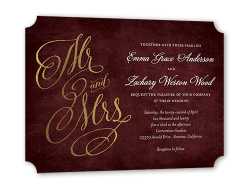 Spectacular Swirls Wedding Invitation, Ticket Corners