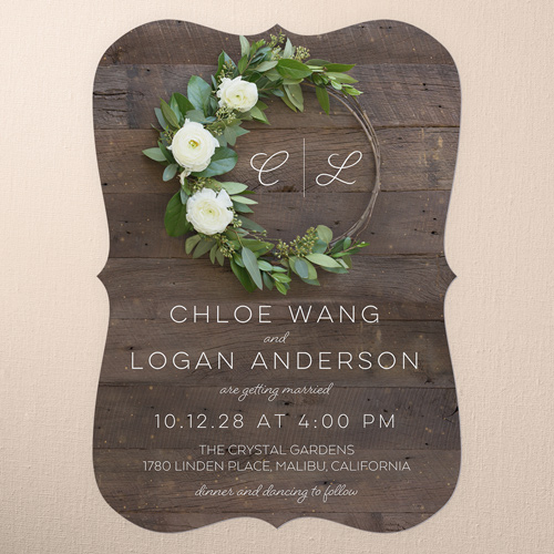 Encircled in Love Wedding Invitation, Brown, 5x7 Flat, Matte, Signature Smooth Cardstock, Bracket