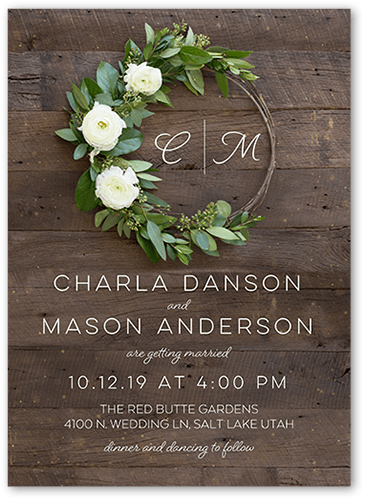 Encircled in Love Wedding Invitation, Brown, 5x7, Matte, Signature Smooth Cardstock, Square