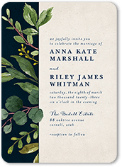 woodgrain floral wedding invitation