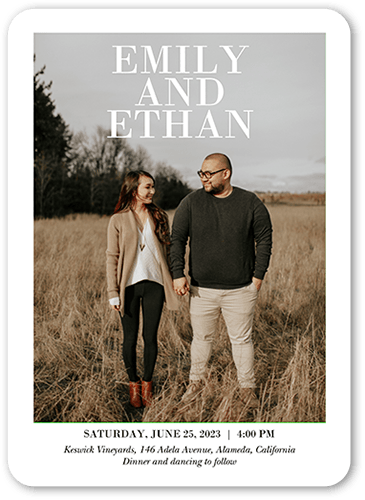 Clean Frame Wedding Invitation, White, 5x7 Flat, Matte, Signature Smooth Cardstock, Rounded, White