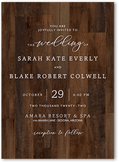 simple woodgrain wedding invitation