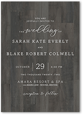 simple woodgrain wedding invitation