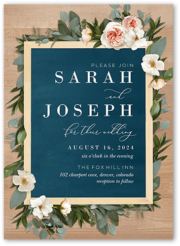 Bohemian Flowers Wedding Invitation, Beige, 5x7 Flat, Luxe Double-Thick Cardstock, Square