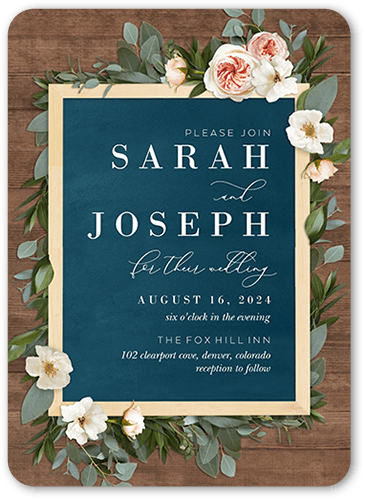 Bohemian Flowers Wedding Invitation, Brown, 5x7, Matte, Signature Smooth Cardstock, Rounded