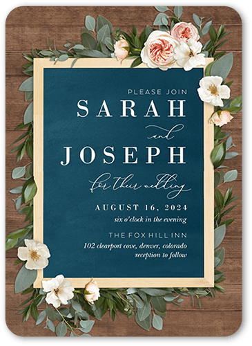 Bohemian Flowers Wedding Invitation, Brown, 5x7 Flat, Matte, Signature Smooth Cardstock, Rounded