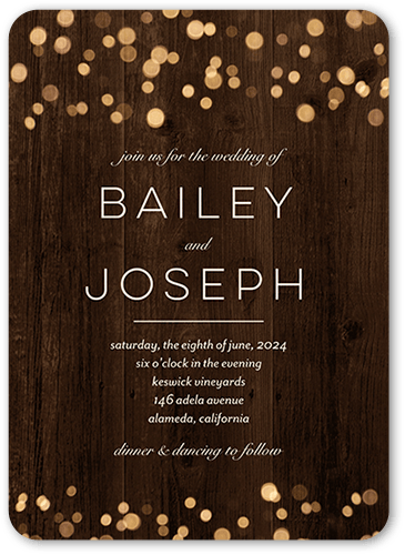Rustic Shimmer Wedding Invitation, Rounded Corners
