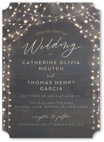 Twinkling Curtain Wedding Invitation, Gray, 5x7, Matte, Signature Smooth Cardstock, Ticket