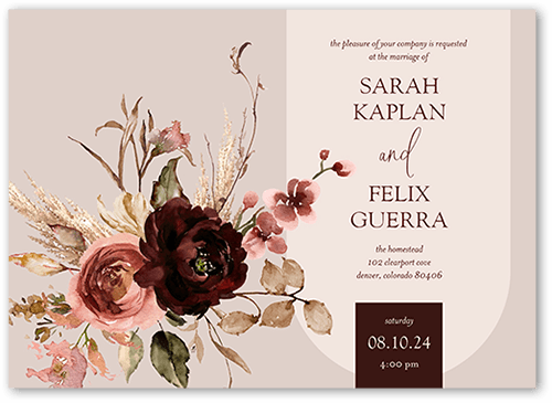 Harvest Bouquet Wedding Invitation, Beige, 5x7 Flat, Matte, Signature Smooth Cardstock, Square, Pearl