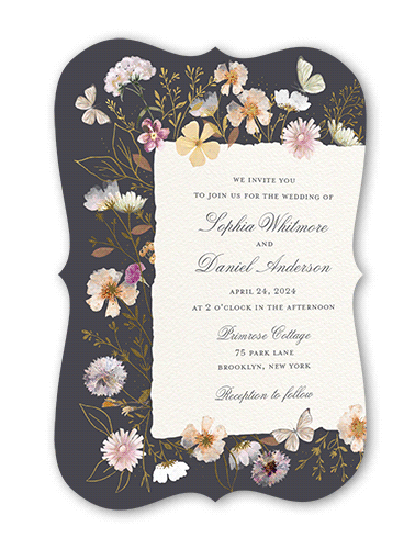 Fairy Tale Wedding Wedding Invitation, Gold Foil, Grey, 5x7, Pearl Shimmer Cardstock, Bracket