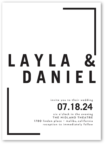 Modern And Minimal Wedding Invitation, White, 5x7 Flat, Standard Smooth Cardstock, Square