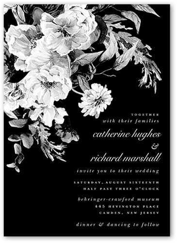 Midnight Verdant Wedding Invitation, Black, 5x7, Standard Smooth Cardstock, Square
