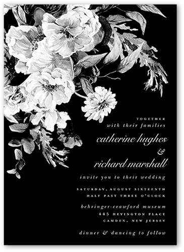 Midnight Verdant Wedding Invitation, Black, 5x7 Flat, Standard Smooth Cardstock, Square, Black