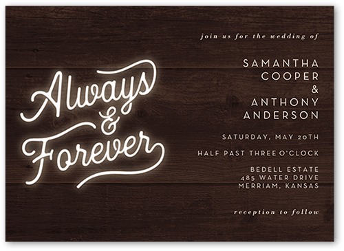 Always and Forever Wedding Invitation, Brown, 5x7, Pearl Shimmer Cardstock, Square