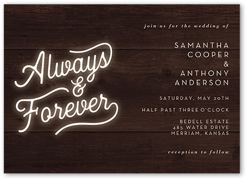 Always and Forever Wedding Invitation, Brown, 5x7 Flat, Matte, Signature Smooth Cardstock, Square