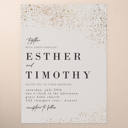 Sparks Fly Wedding Invitation, White, 5x7 Flat, Matte, Signature Smooth Cardstock, Square, Antique White