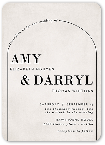 Threshold Wedding Invitation, Grey, 5x7 Flat, Pearl Shimmer Cardstock, Rounded