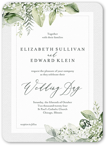Lovely Lush Wedding Invitation, Rounded Corners