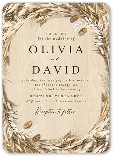 Uniting Union Wedding Invitation, Beige, 5x7 Flat, Pearl Shimmer Cardstock, Rounded, Beige