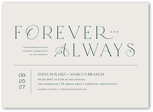 Fancy Feature Wedding Invitation, Gray, 5x7 Flat, Matte, Signature Smooth Cardstock, Square, Gray