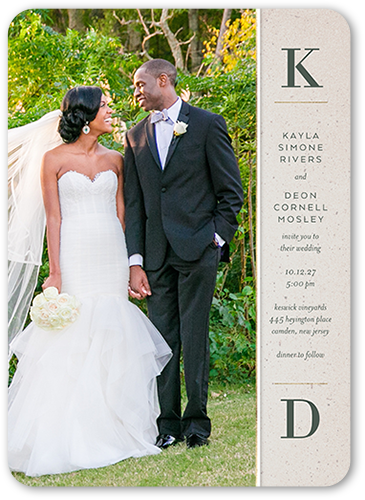 Captivating Couple Wedding Invitation, Beige, 5x7 Flat, Matte, Signature Smooth Cardstock, Rounded