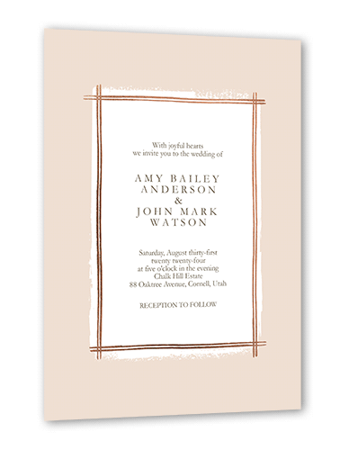 Glistening Gathering Wedding Invitation, Pink, Rose Gold Foil, 5x7 Flat, Pearl Shimmer Cardstock, Square