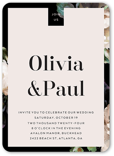 Forged Blooms Wedding Invitation, White, 5x7 Flat, Standard Smooth Cardstock, Rounded