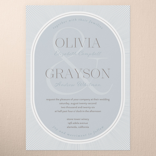 Grand Ampersand Wedding Invitation, Gray, 5x7 Flat, Standard Smooth Cardstock, Square