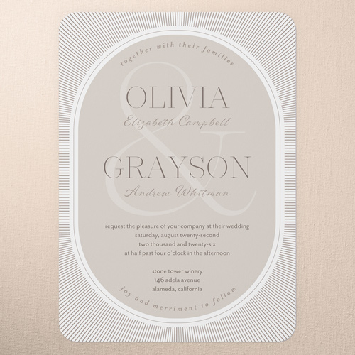 Grand Ampersand Wedding Invitation, Brown, 5x7 Flat, Standard Smooth Cardstock, Rounded