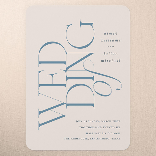 Simple Serenity Wedding Invitation, Beige, 5x7 Flat, Pearl Shimmer Cardstock, Rounded